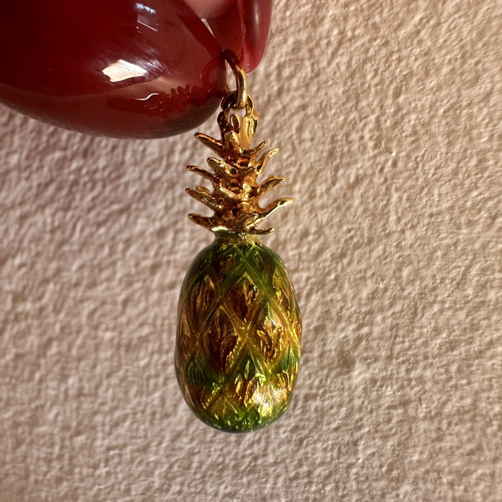 18k Gold and Enamel Pineapple Charm